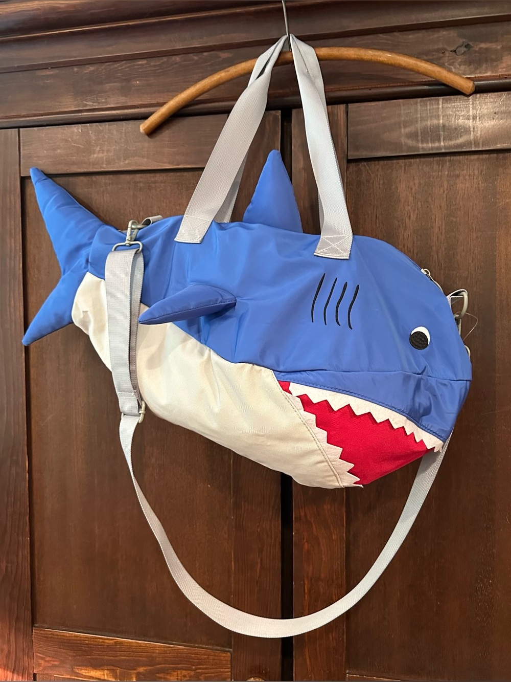 Brand New Shark duffle bag • large, open pocket • kids • travel • Target
